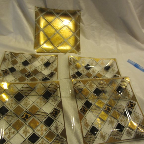 VTG SET OF 3 GLASS DISHES, 2 RELISH DISHES, 1 CANDLE HOLDER - Picture 1 of 9
